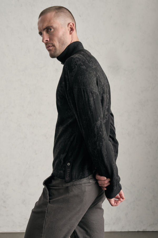 Oversized jacket with double-slider zip in jacquard knit wool and viscose | 1019.CFUTRE21561.U310