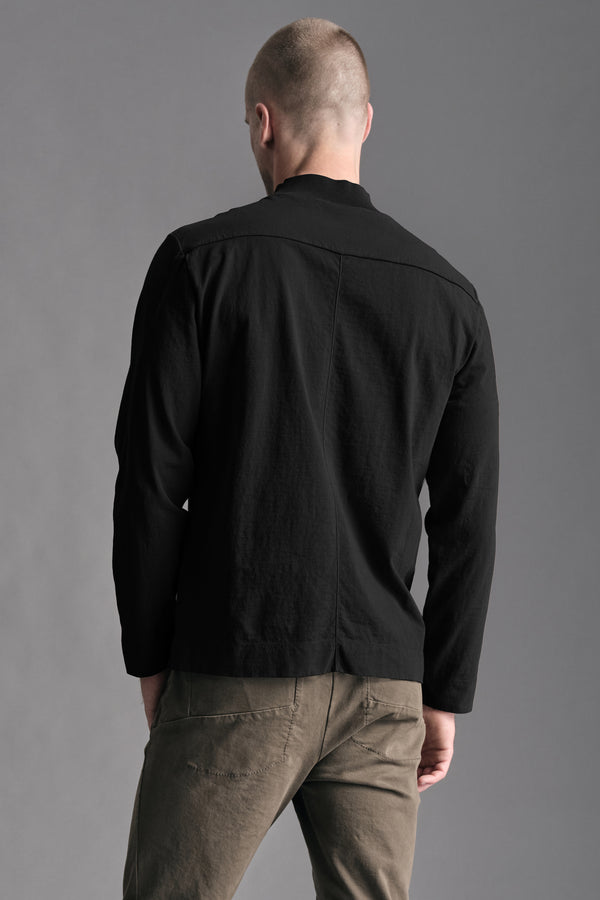T-shirt in jersey di cotone con collo in maglia e taschino a toppa con applicazione cording | 1019.CFUTRE4391.U10