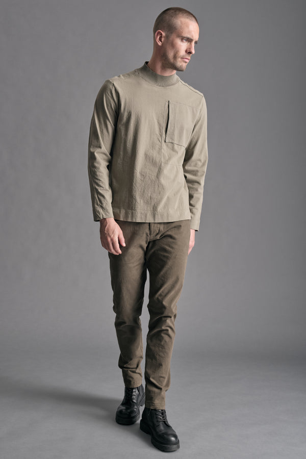 Cotton jersey T-shirt with half-knit collar and patch pocket with CORDING application | 1019.CFUTRE4391.U13