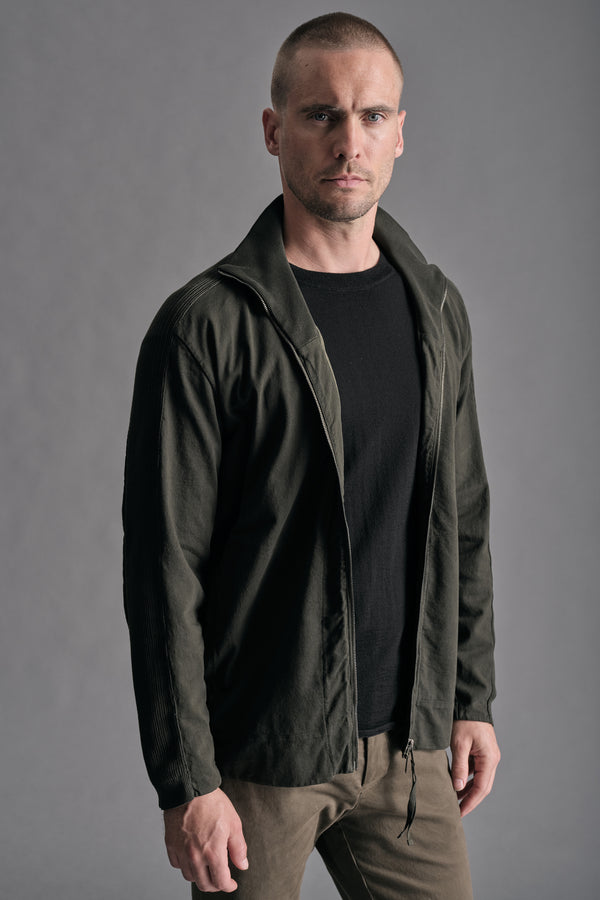 Giubbino zippato in jersey di cotone e maglia a coste | 1019.CFUTRE4392.U09