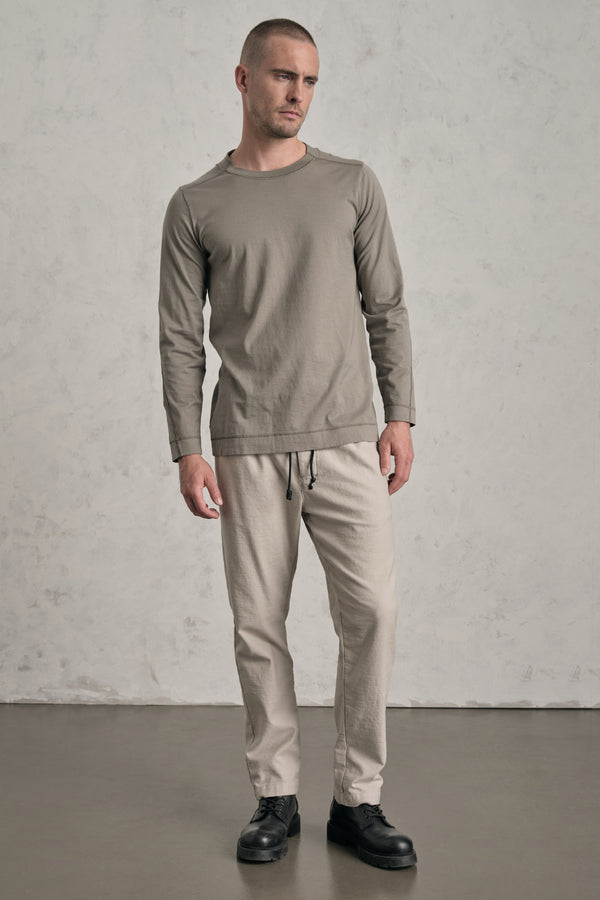Pantalon de jogging loose en drill de coton flammé | 1019.CFUTRED130.U02