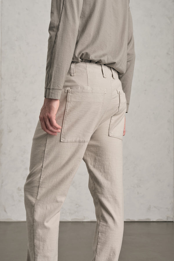 Pantalon de jogging loose en drill de coton flammé | 1019.CFUTRED130.U02