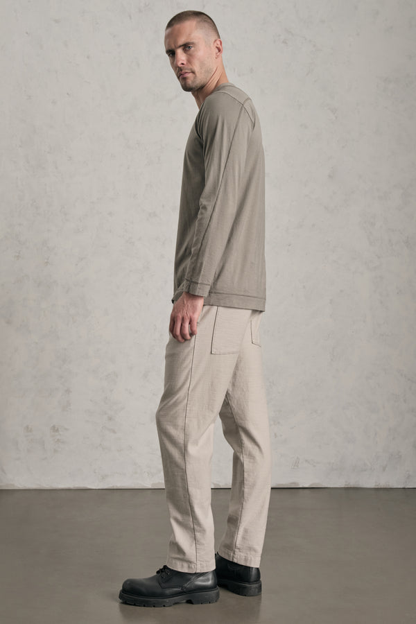 Pantalon de jogging loose en drill de coton flammé | 1019.CFUTRED130.U02