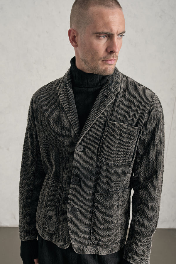 Faded regular-fit jacket in ribbed cotton and modal stretch corduroy | 1019.CFUTREE141S.U310