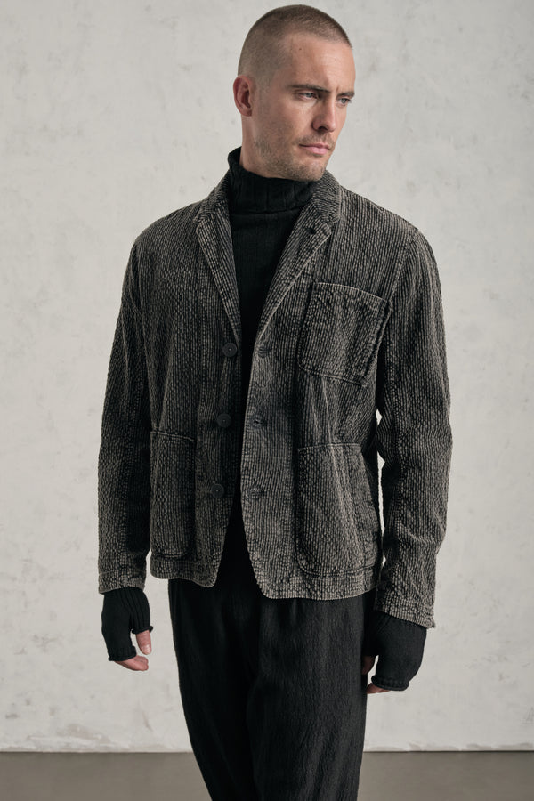 Faded regular-fit jacket in ribbed cotton and modal stretch corduroy | 1019.CFUTREE141S.U310