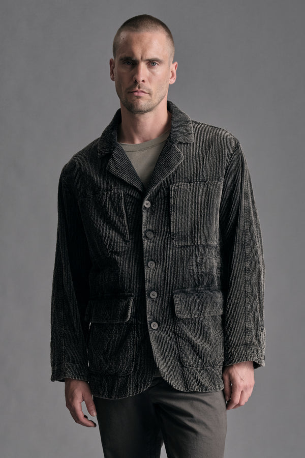 Field jacket loose et délavée en velours à larges côtes de coton et modal stretch | 1019.CFUTREE143S.U310