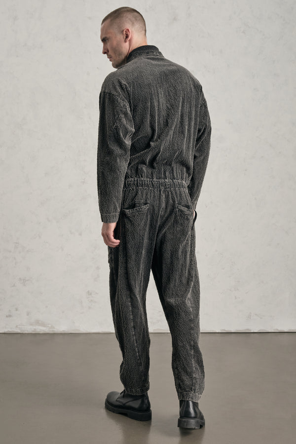 Faded oversized overalls with an ergonomic cut in wide-ribbed cotton and modal stretch corduroy | 1019.CFUTREE144S.U310
