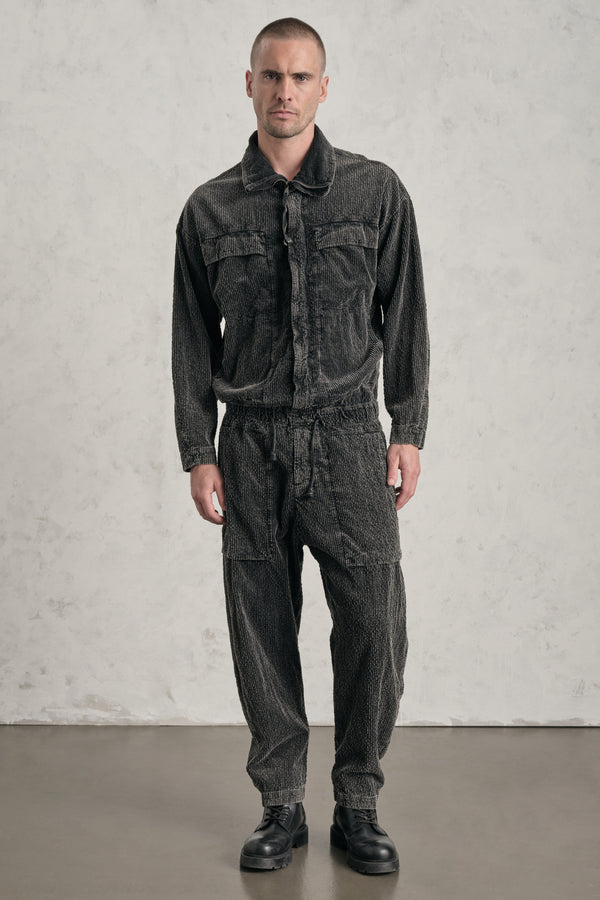 Faded oversized overalls with an ergonomic cut in wide-ribbed cotton and modal stretch corduroy | 1019.CFUTREE144S.U310