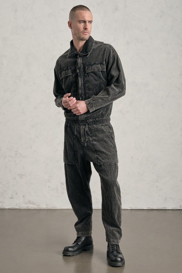 Faded oversized overalls with an ergonomic cut in wide-ribbed cotton and modal stretch corduroy | 1019.CFUTREE144S.U310