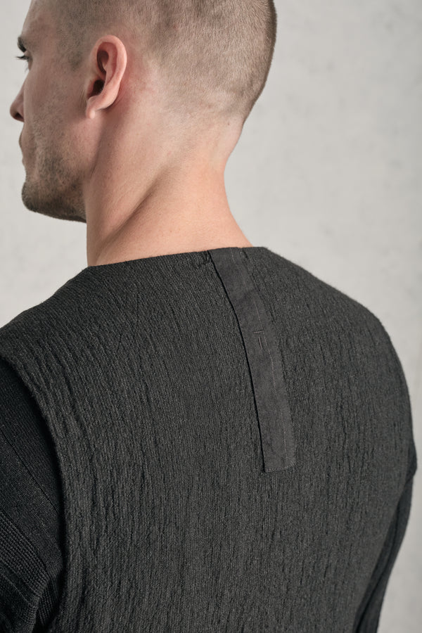 Gilet regular-fit in gessato di misto cotone impreziosita da ricami a mano | 1019.CFUTREI183.U310