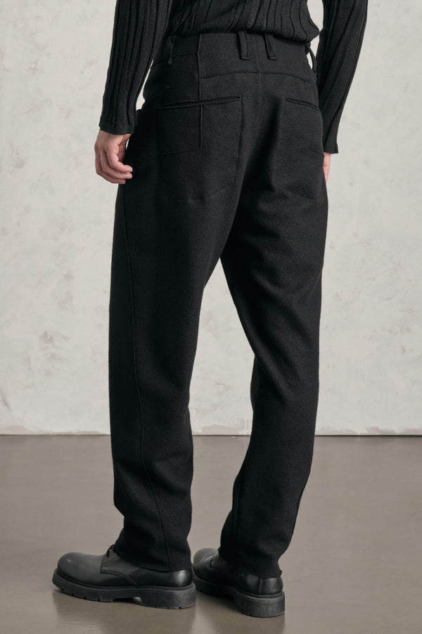 Pantalone wide ergonomico loose-fit in lana cotta | 1019.CFUTREK200.U10