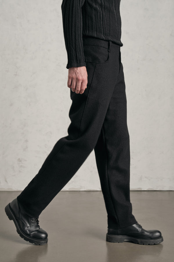 Pantalone wide ergonomico loose-fit in lana cotta | 1019.CFUTREK200.U10