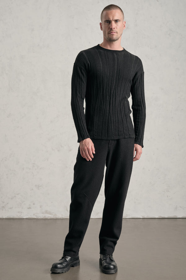 Pantalone wide ergonomico loose-fit in lana cotta | 1019.CFUTREK200.U10