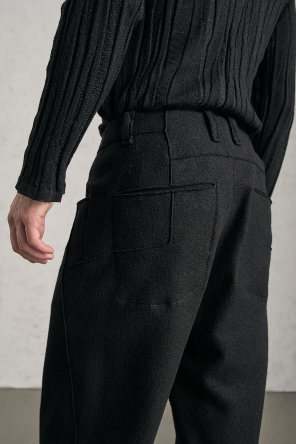 Pantalone wide ergonomico loose-fit in lana cotta | 1019.CFUTREK200.U10