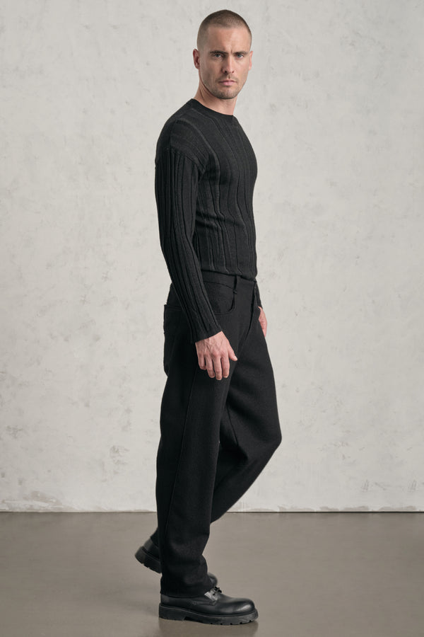 Pantalone wide ergonomico loose-fit in lana cotta | 1019.CFUTREK200.U10