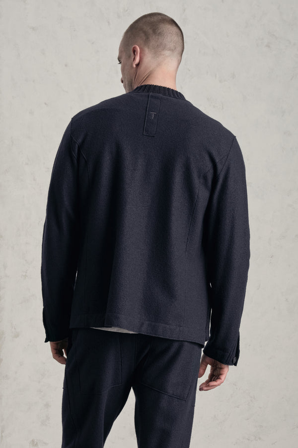 Cardigan regular-fit in lana cotta con inserti in costa di maglia | 1019.CFUTREK203.U05