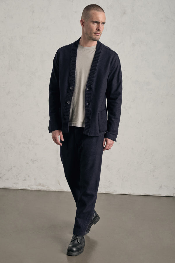 Cardigan regular-fit in lana cotta con inserti in costa di maglia | 1019.CFUTREK203.U05