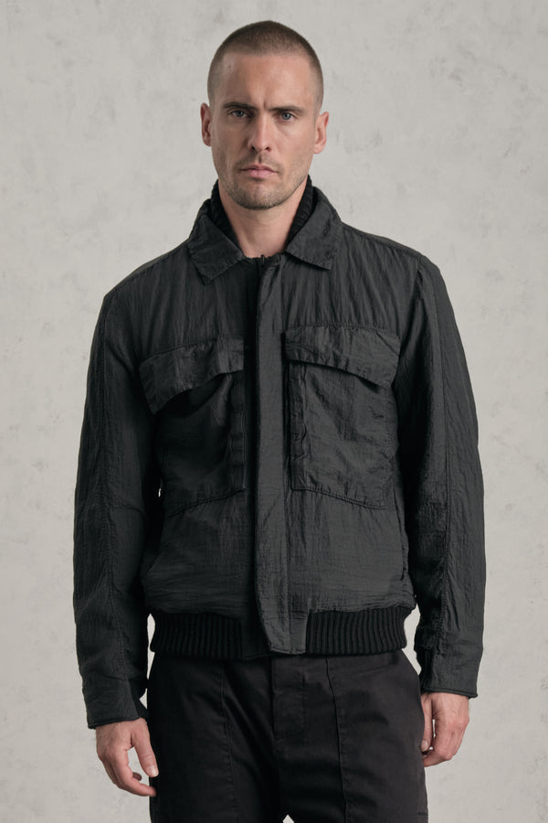 Giubbino reversibile regular-fit in nylon water repellent fuori e spinato di lana e viscosa dentro | 1019.CFUTREN230WR.U10