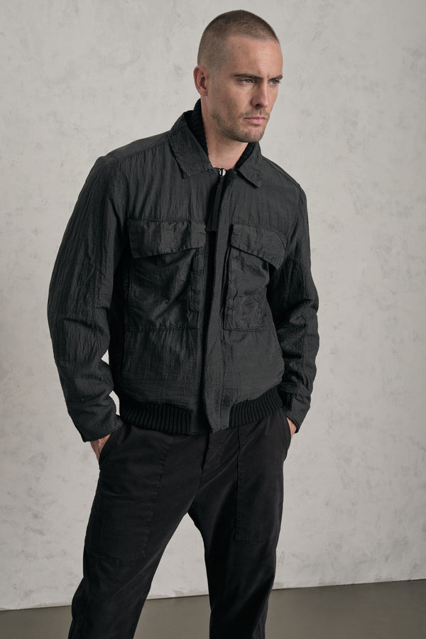 Giubbino reversibile regular-fit in nylon water repellent fuori e spinato di lana e viscosa dentro | 1019.CFUTREN230WR.U10