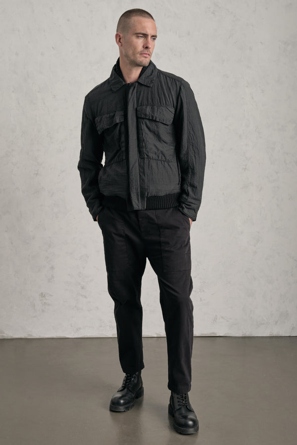 Giubbino reversibile regular-fit in nylon water repellent fuori e spinato di lana e viscosa dentro | 1019.CFUTREN230WR.U10
