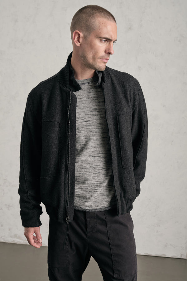 Giubbino reversibile regular-fit in nylon water repellent fuori e spinato di lana e viscosa dentro | 1019.CFUTREN230WR.U10
