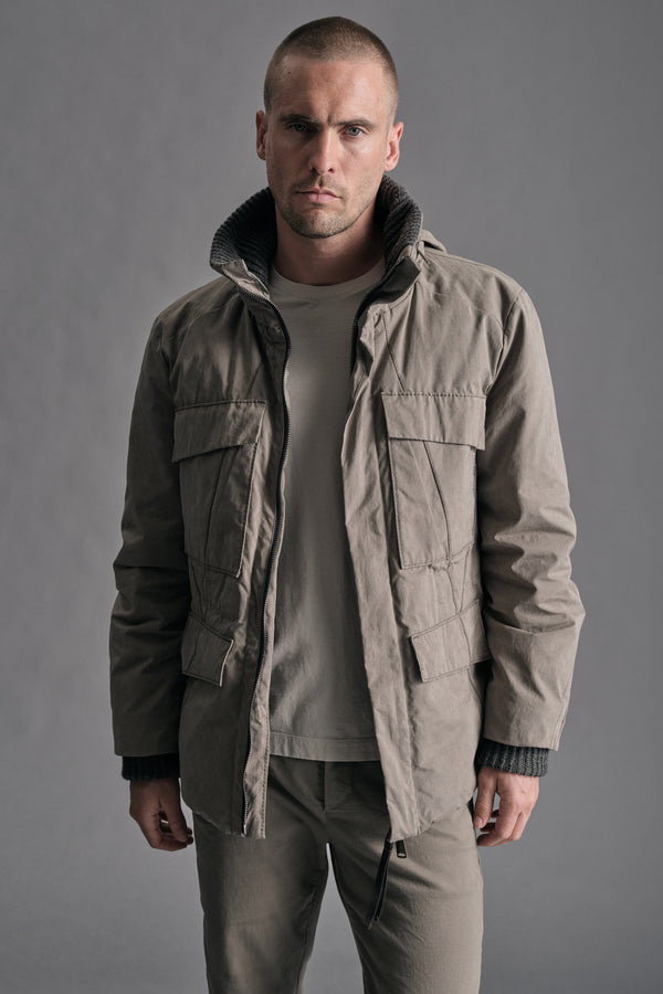 Field jacket in piuma d'oca regular-fit in cotone smerigliato e nylon water repellent | 1019.CFUTREO240.U13