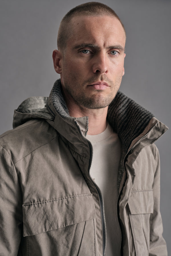 Field jacket in piuma d'oca regular-fit in cotone smerigliato e nylon water repellent | 1019.CFUTREO240.U13
