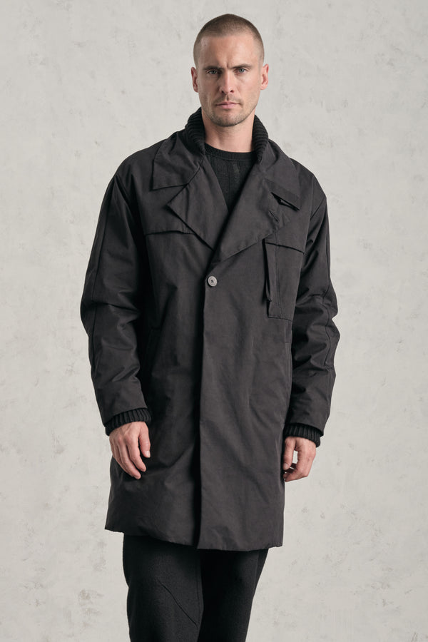 Loose-fit real down trench coat in emerized cotton and nylon water-repellent | 1019.CFUTREO241.U10
