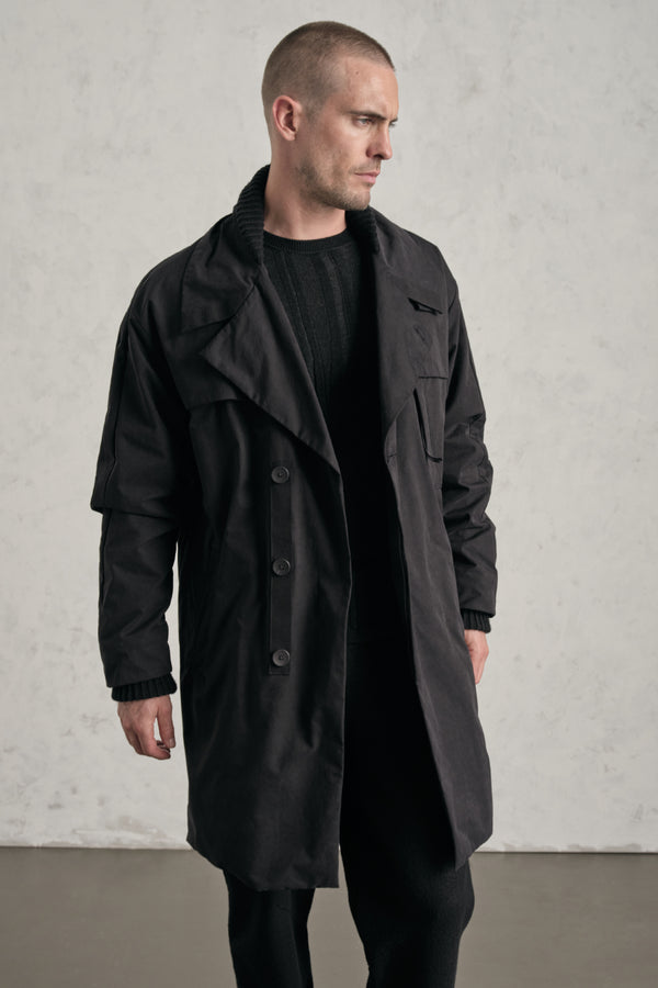 Loose-fit real down trench coat in emerized cotton and nylon water-repellent | 1019.CFUTREO241.U10
