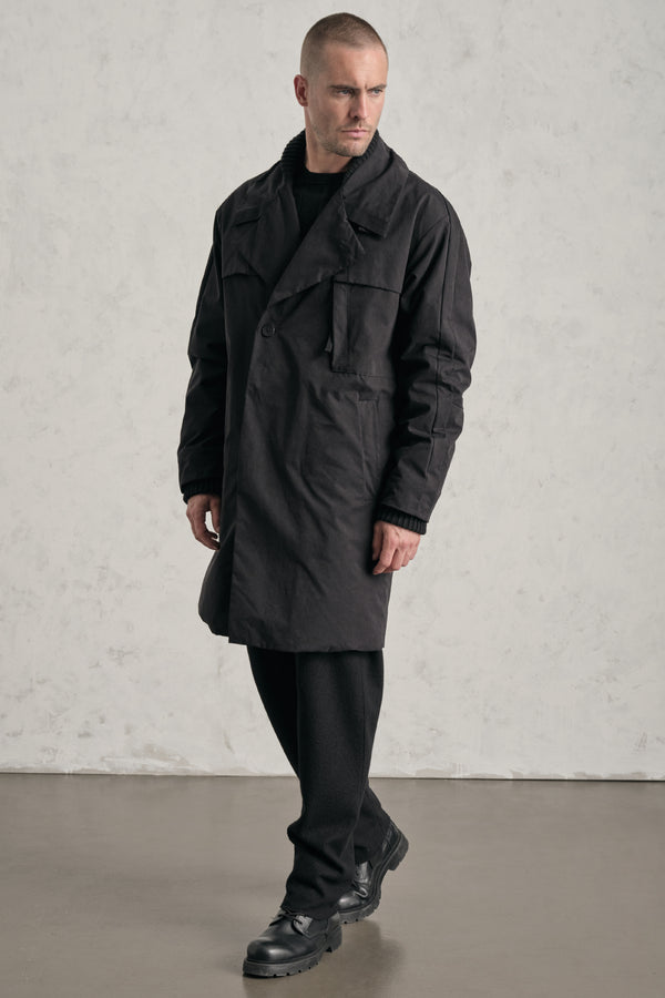 Loose-fit real down trench coat in emerized cotton and nylon water-repellent | 1019.CFUTREO241.U10