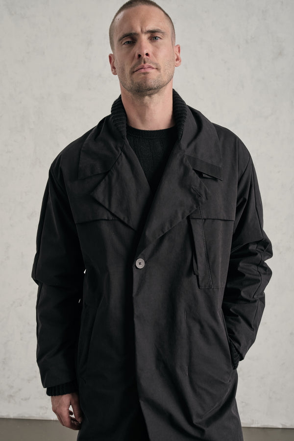 Loose-fit real down trench coat in emerized cotton and nylon water-repellent | 1019.CFUTREO241.U10