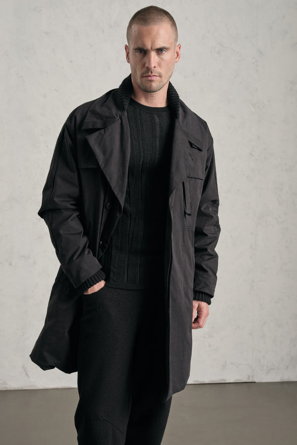 Loose-fit real down trench coat in emerized cotton and nylon water-repellent | 1019.CFUTREO241.U10