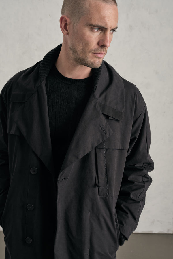 Loose-fit real down trench coat in emerized cotton and nylon water-repellent | 1019.CFUTREO241.U10