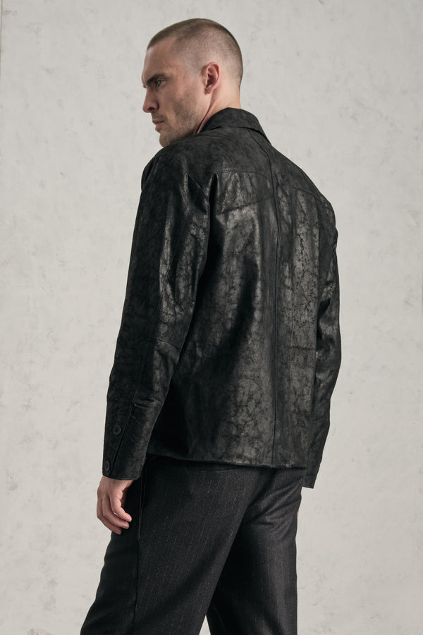 Jacke/Hemd im Loose Fit aus Lammleder in marmorierter Optik | 1019.CFUTRER272.U10