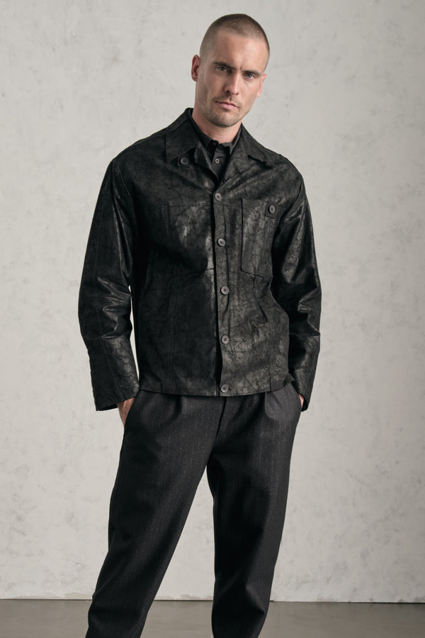 Jacke/Hemd im Loose Fit aus Lammleder in marmorierter Optik | 1019.CFUTRER272.U10