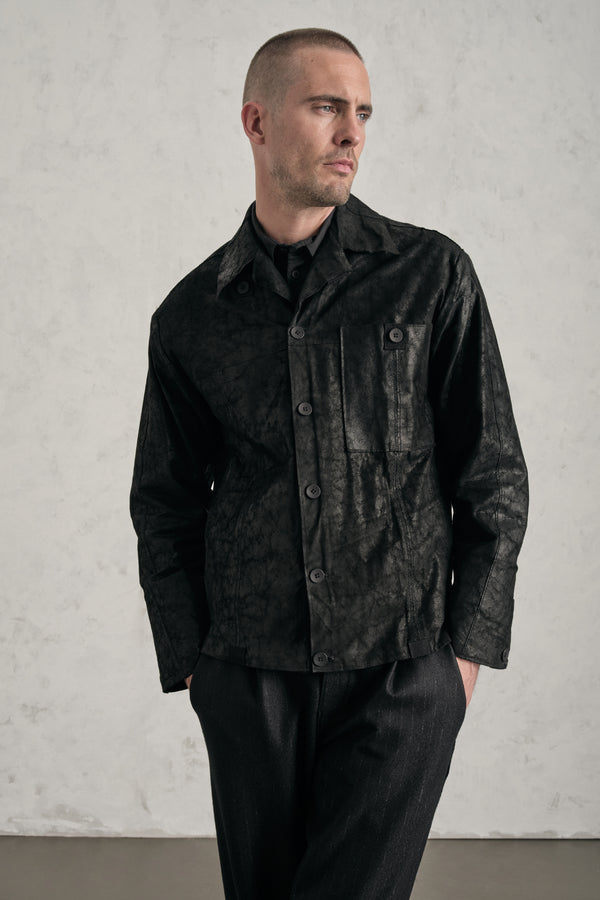 Jacke/Hemd im Loose Fit aus Lammleder in marmorierter Optik | 1019.CFUTRER272.U10