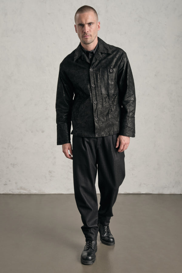 Jacke/Hemd im Loose Fit aus Lammleder in marmorierter Optik | 1019.CFUTRER272.U10