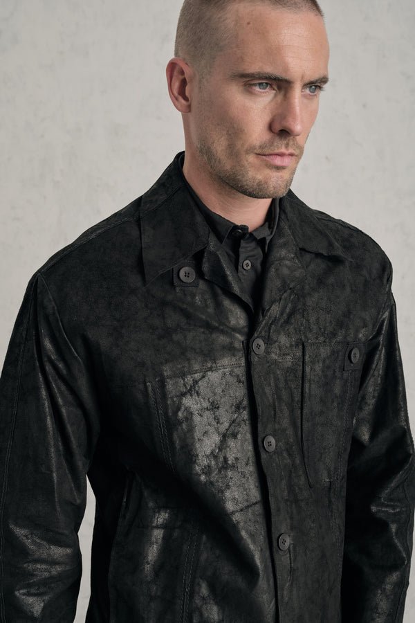 Jacke/Hemd im Loose Fit aus Lammleder in marmorierter Optik | 1019.CFUTRER272.U10