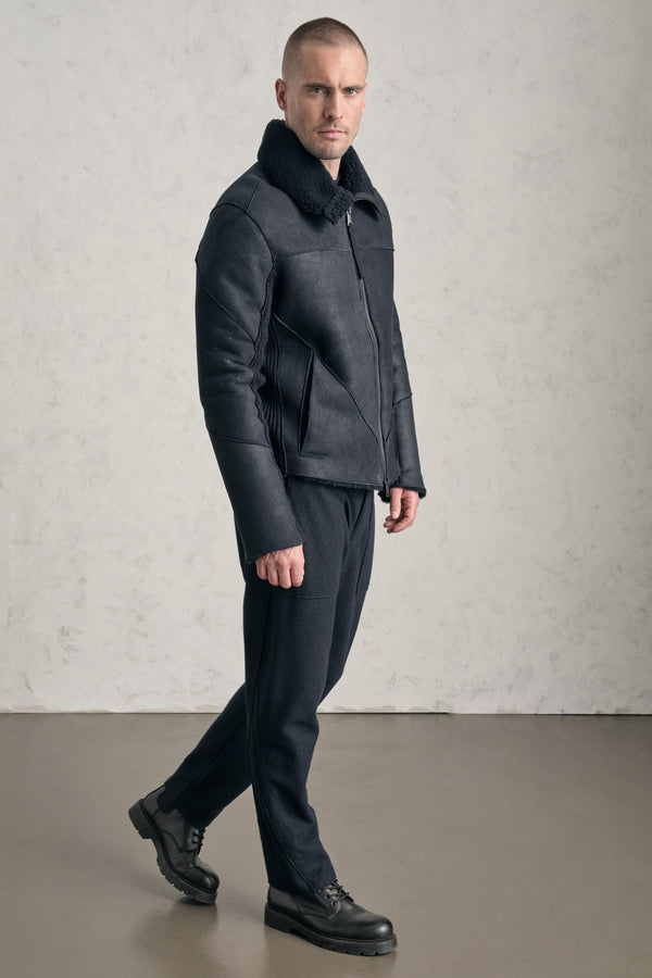 Jacke im Regular Fit aus Lammfell mit Zwei-Wege-Zipper aus Metall und Strickeinsätzen | 1019.CFUTRES281.U05