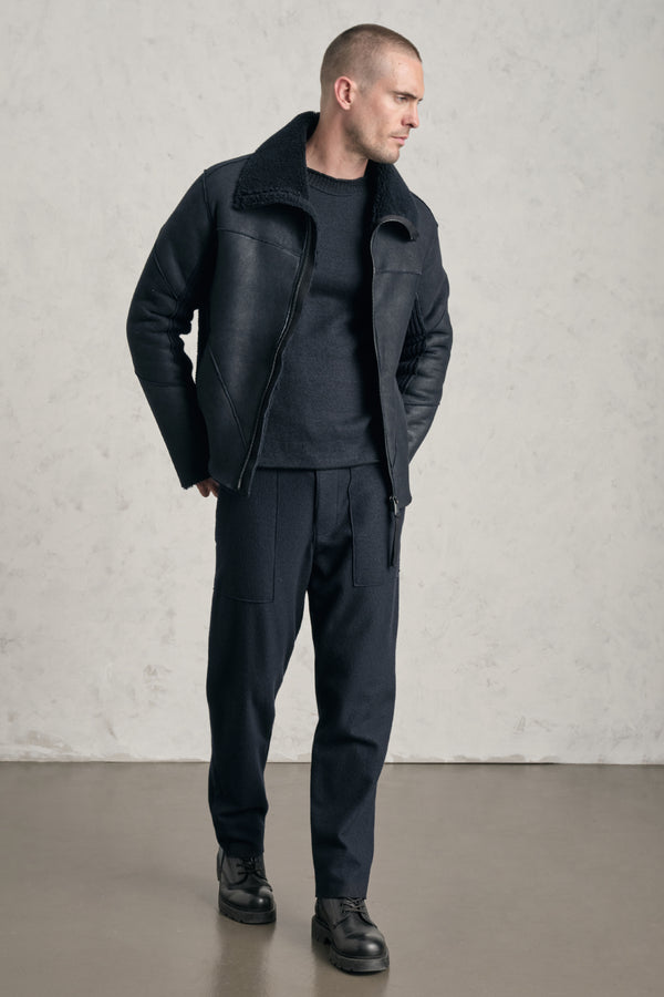 Jacke im Regular Fit aus Lammfell mit Zwei-Wege-Zipper aus Metall und Strickeinsätzen | 1019.CFUTRES281.U05