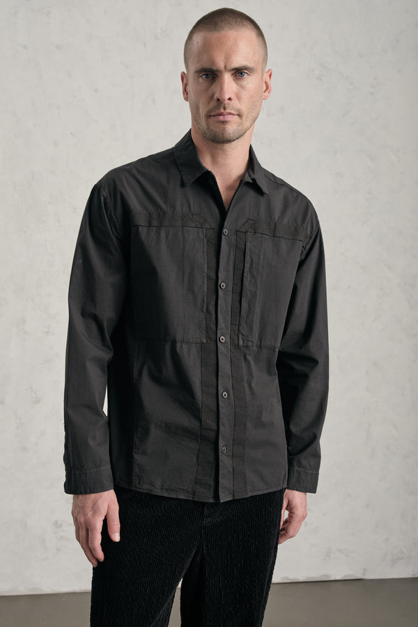 Camicia loose-fit in popeline di cotone elasticizzato con inserti in fettuccia | 1019.CFUTRET291.U10