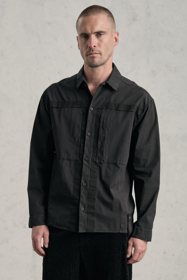 Camicia loose-fit in popeline di cotone elasticizzato con inserti in fettuccia | 1019.CFUTRET291.U10