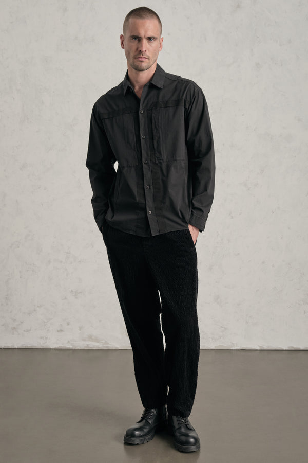 Camicia loose-fit in popeline di cotone elasticizzato con inserti in fettuccia | 1019.CFUTRET291.U10