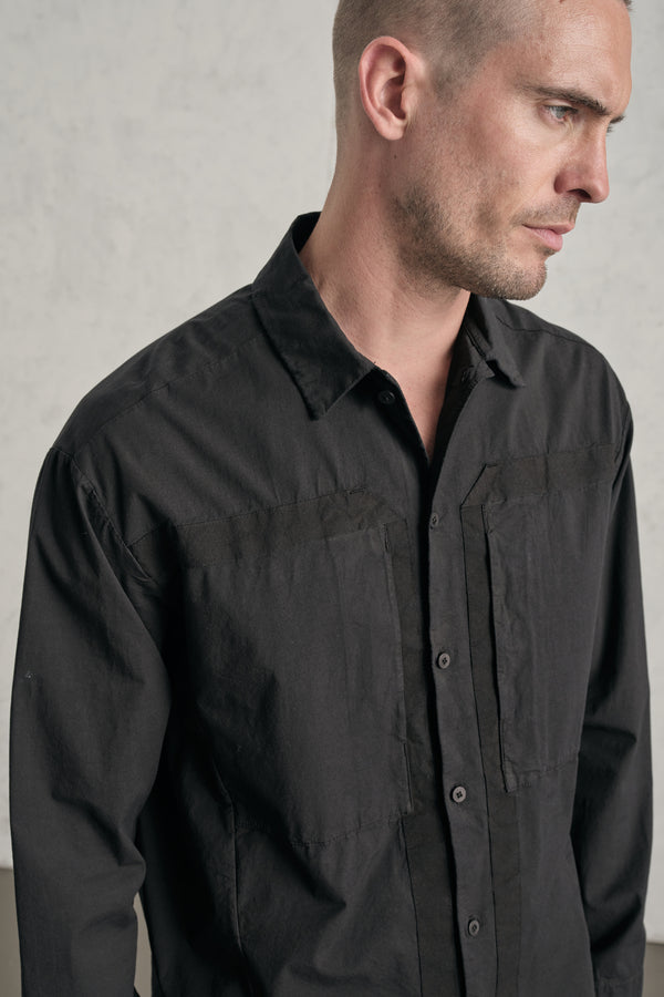 Camicia loose-fit in popeline di cotone elasticizzato con inserti in fettuccia | 1019.CFUTRET291.U10