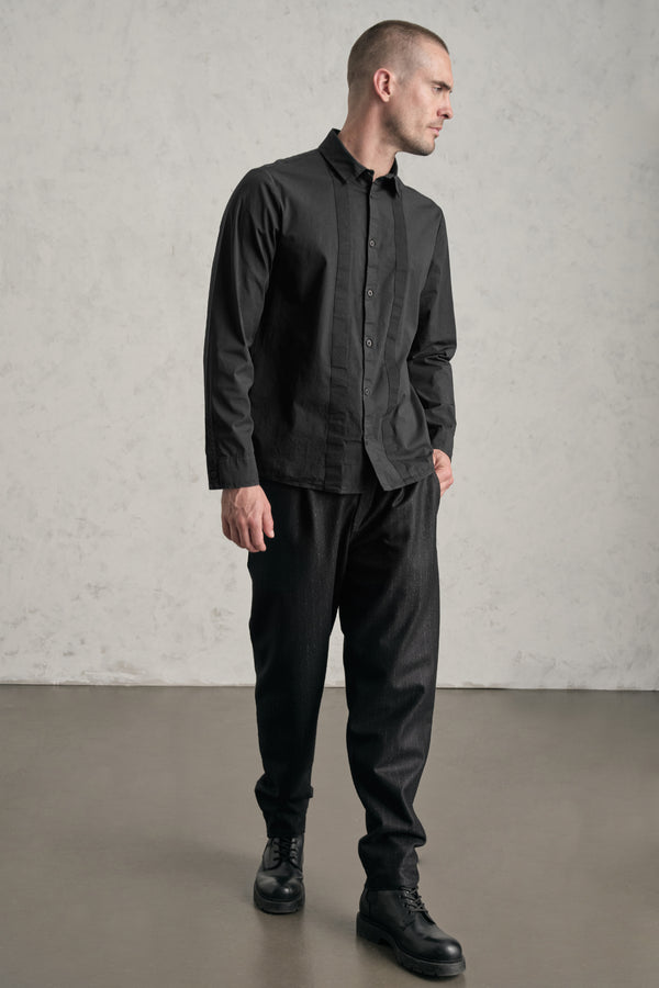 Camicia regular-fit in popeline di cotone elasticizzato con inserti in fettuccia | 1019.CFUTRET292.U10