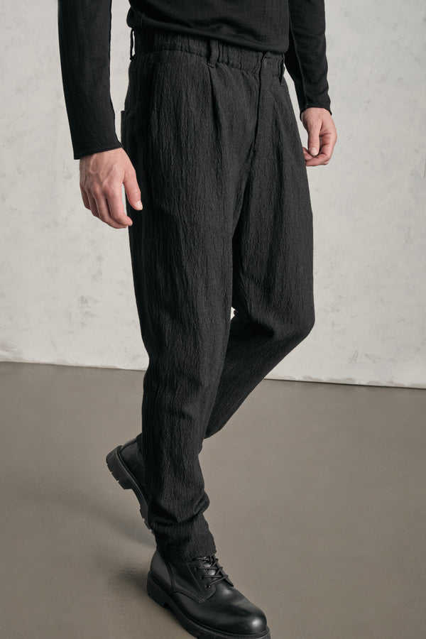 Chino regular-fit in seersucker di misto viscosa con cintura confort con elastico | 1019.CFUTREV312.U12