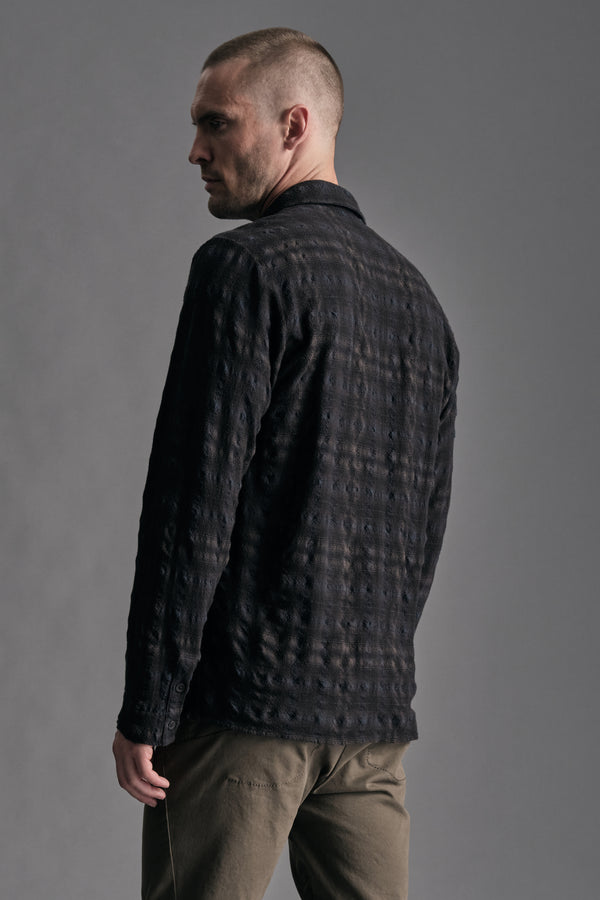 Loose-fit shirt in virgin wool embossed madras | 1019.CFUTREW320.U312
