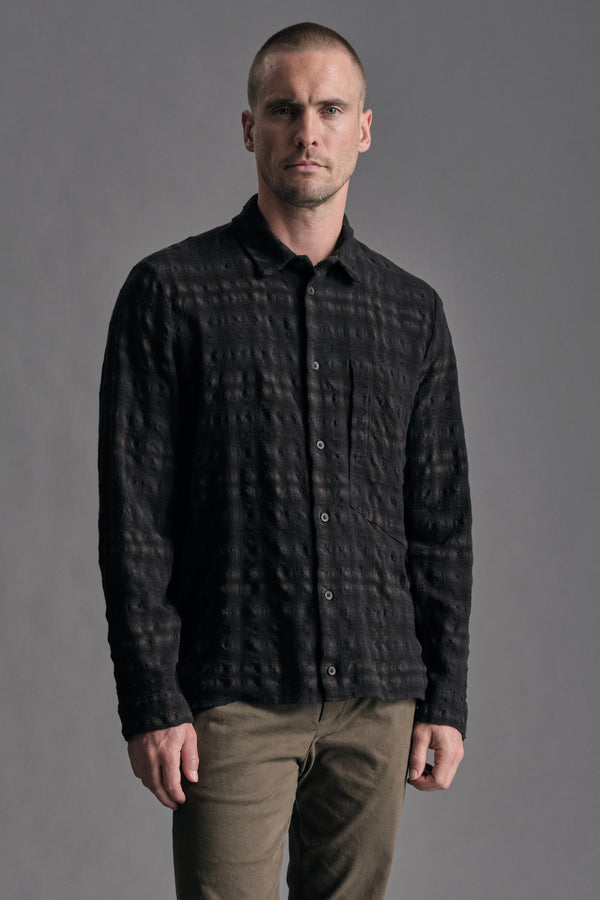 Loose-fit shirt in virgin wool embossed madras | 1019.CFUTREW320.U312