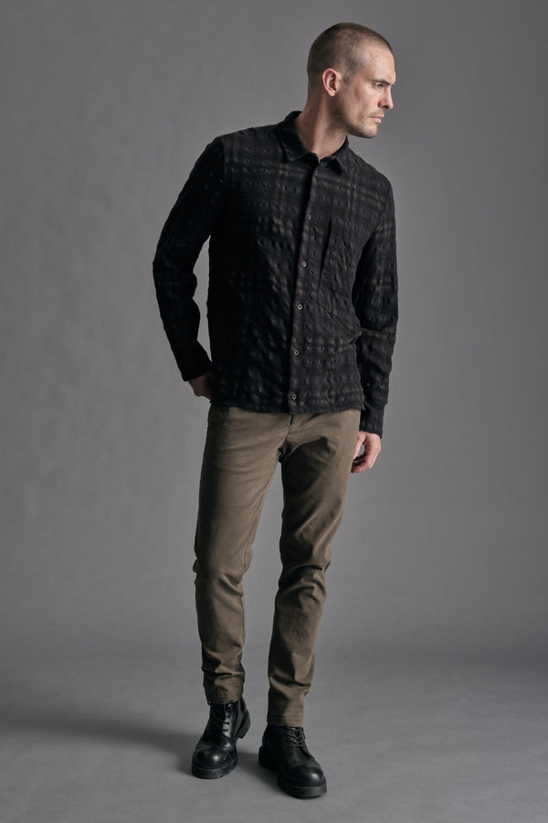 Loose-fit shirt in virgin wool embossed madras | 1019.CFUTREW320.U312