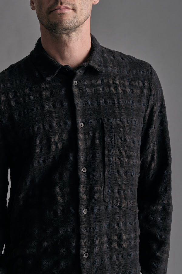 Loose-fit shirt in virgin wool embossed madras | 1019.CFUTREW320.U312